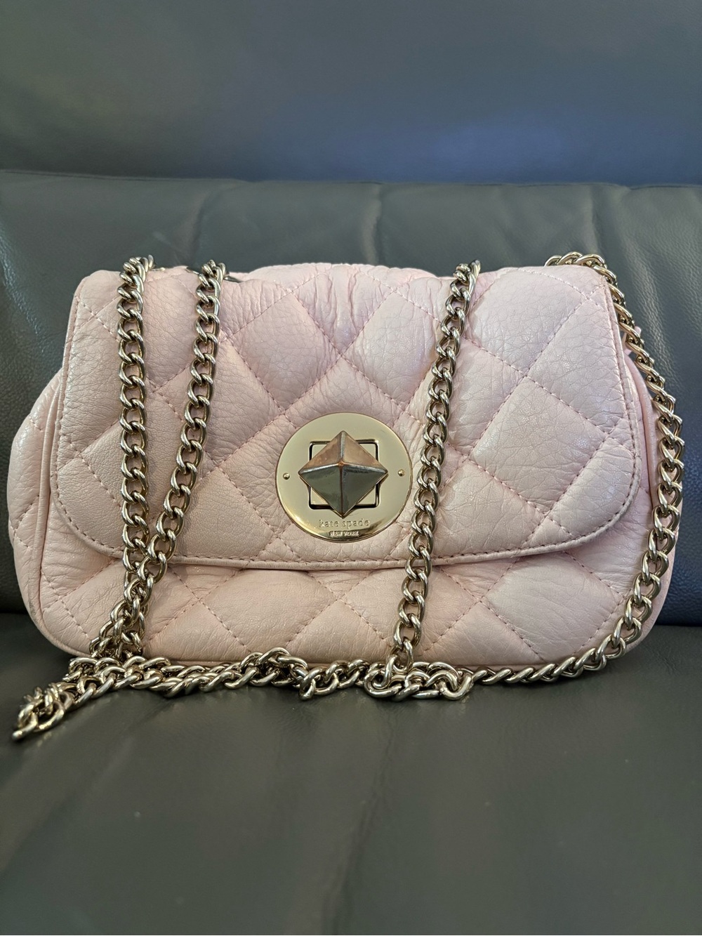 kate spade Quilted Light Pink Chain Crossbody Bag